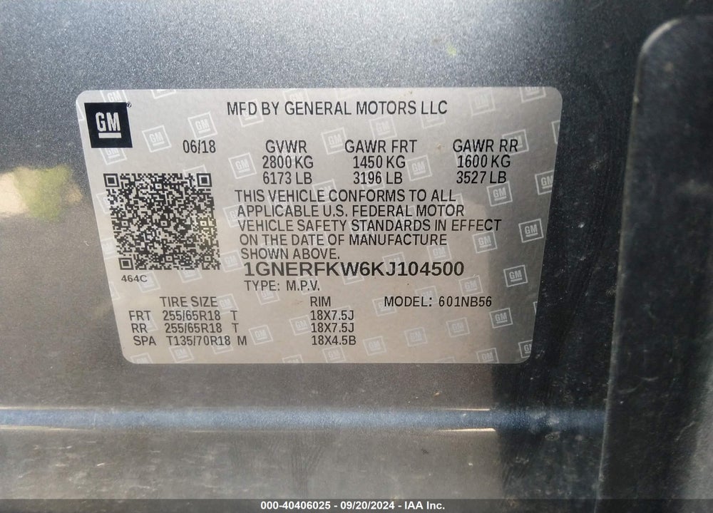 2019 CHEVROLET TRAVERSE LS VIN: 1GNERFKW6KJ104500