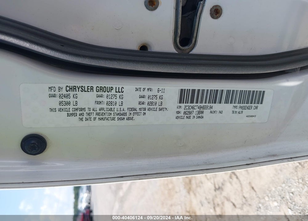 2011 CHRYSLER 300C VIN: 2C3CA6CT4BH559184
