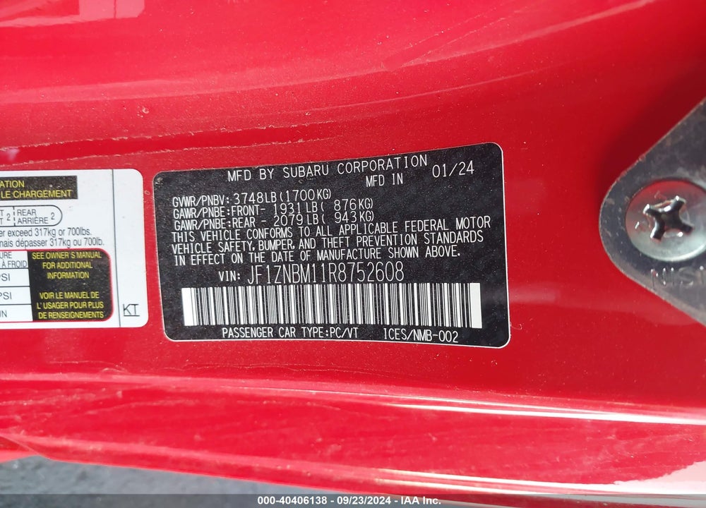 2024 TOYOTA GR86 TRUENO EDITION VIN: JF1ZNBM11R8752608