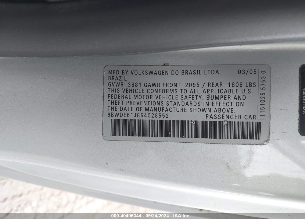 2005 VOLKSWAGEN GTI 1.8T VIN: 9BWDE61J854028552