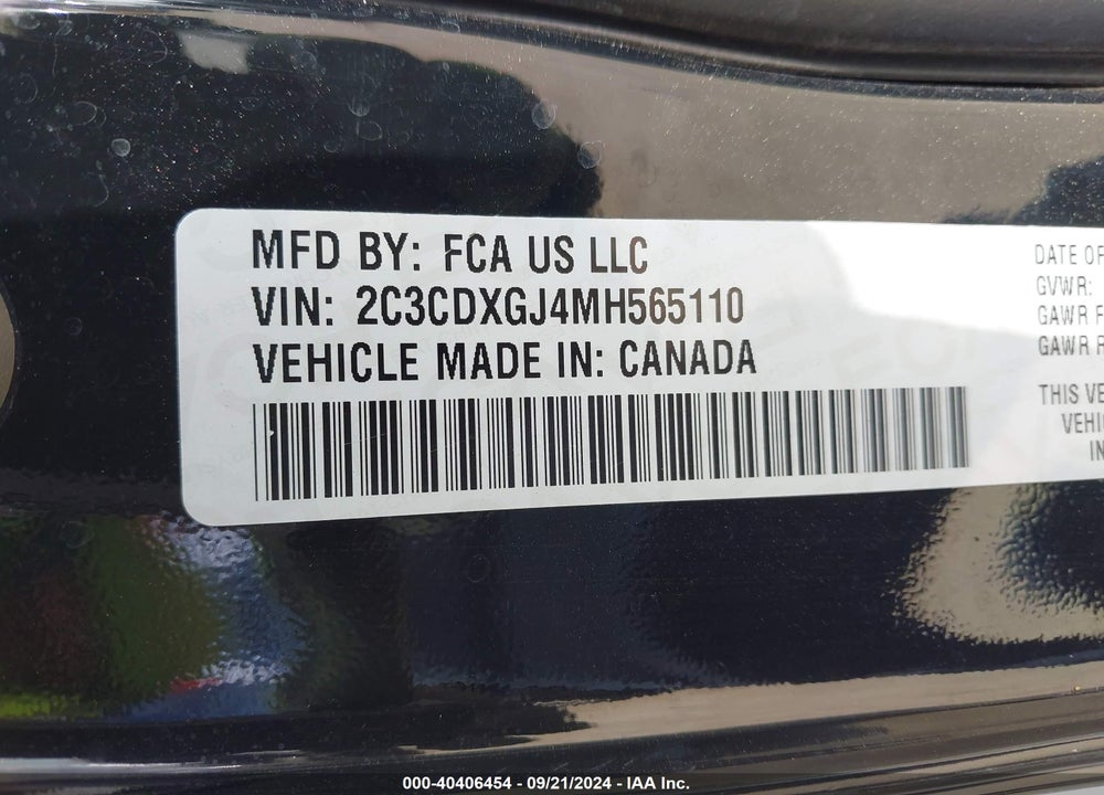 2021 DODGE CHARGER SCAT PACK WIDEBODY RWD VIN: 2C3CDXGJ4MH565110
