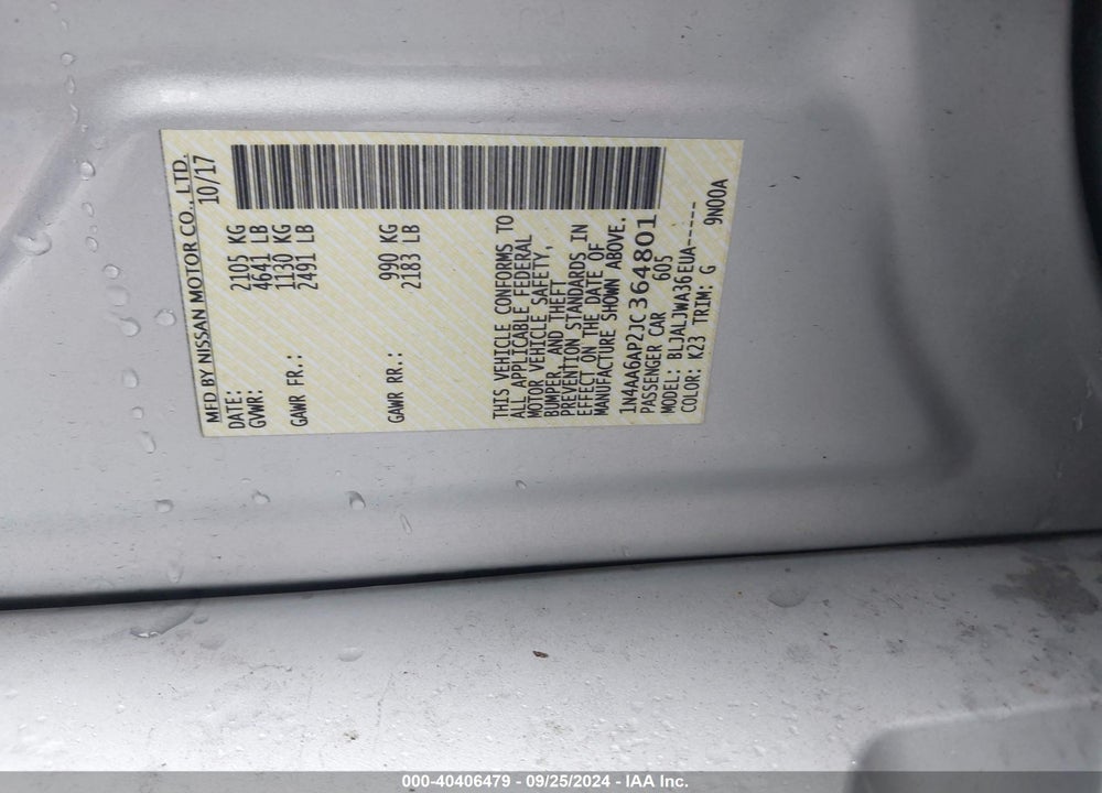 2018 NISSAN MAXIMA 3.5 SV VIN: 1N4AA6AP2JC364801