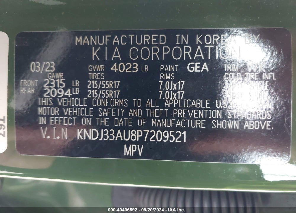 2023 KIA SOUL EX VIN: KNDJ33AU8P7209521