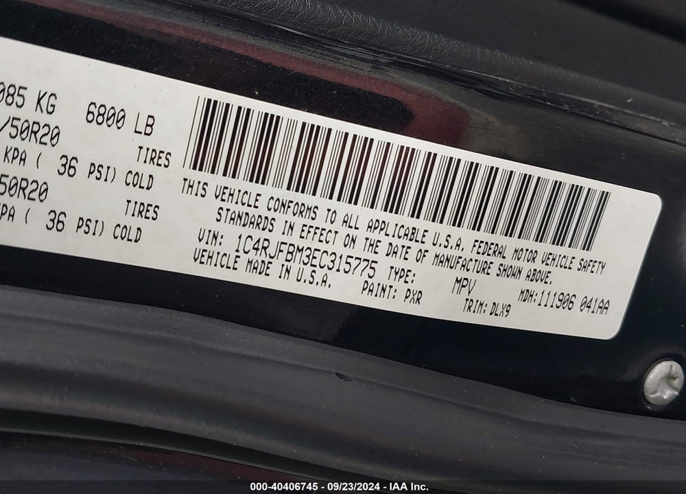 2014 JEEP GRAND CHEROKEE LIMITED VIN: 1C4RJFBM3EC315775