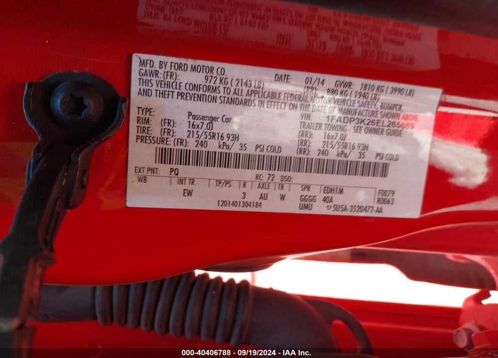 2014 FORD FOCUS SE VIN: 1FADP3K26EL265689