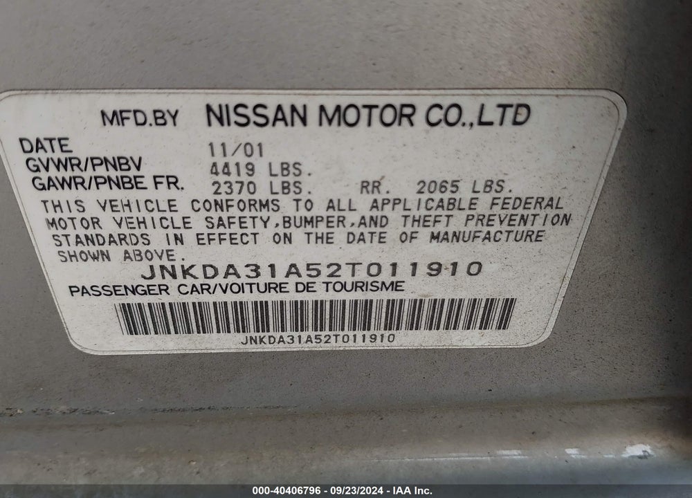 2002 INFINITI I35 LUXURY VIN: JNKDA31A52T011910