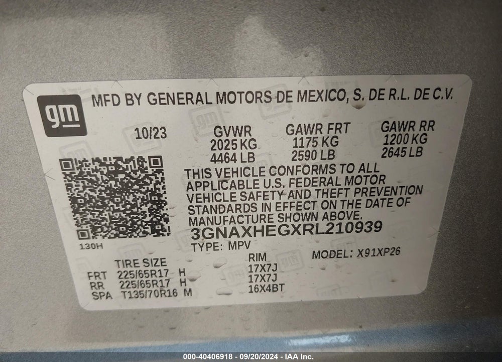 2024 CHEVROLET EQUINOX FWD LS VIN: 3GNAXHEGXRL210939