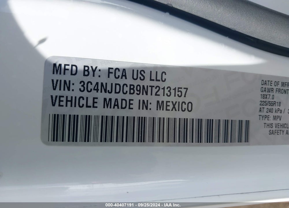 2022 JEEP COMPASS LIMITED 4X4 VIN: 3C4NJDCB9NT213157