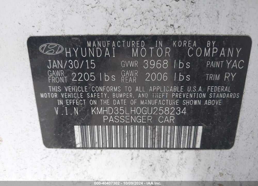 2016 HYUNDAI ELANTRA GT VIN: KMHD35LH0GU258234
