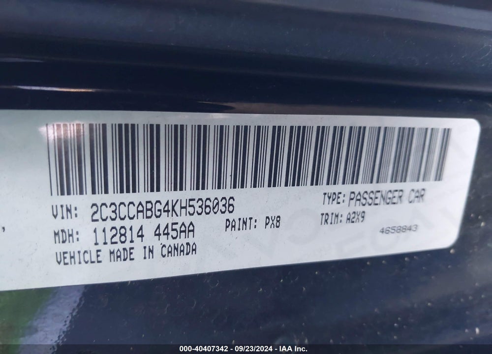 2019 CHRYSLER 300 300S VIN: 2C3CCABG4KH536036