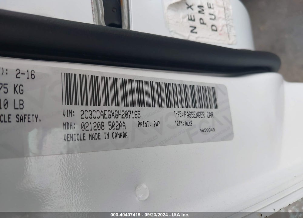 2016 CHRYSLER 300C VIN: 2C3CCAEGXGH207165