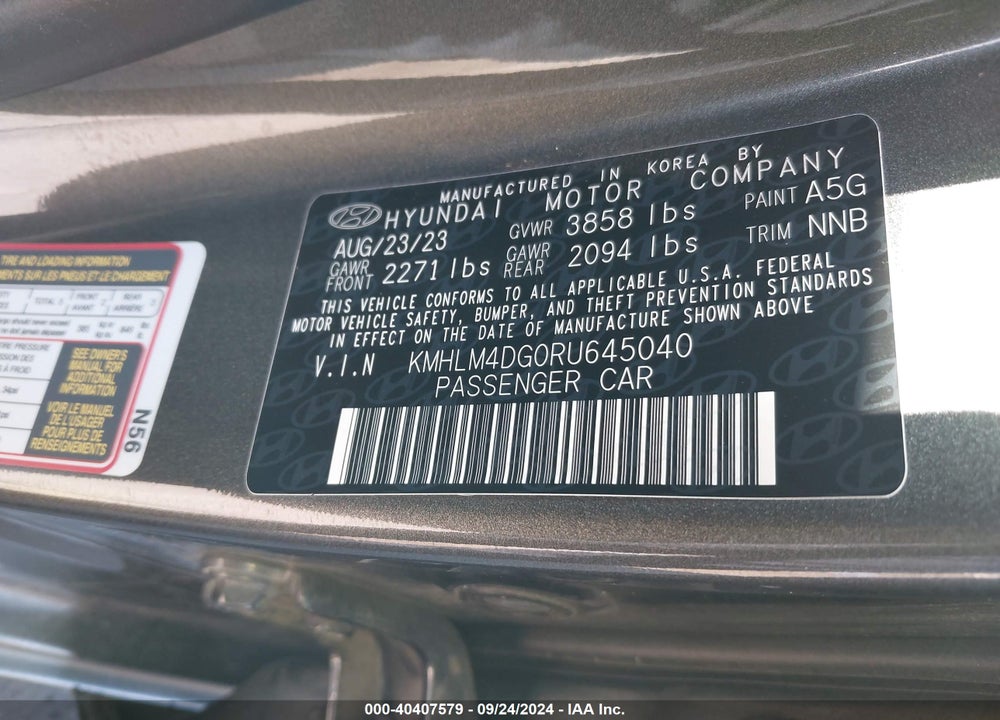2024 HYUNDAI ELANTRA SEL VIN: KMHLM4DG0RU645040
