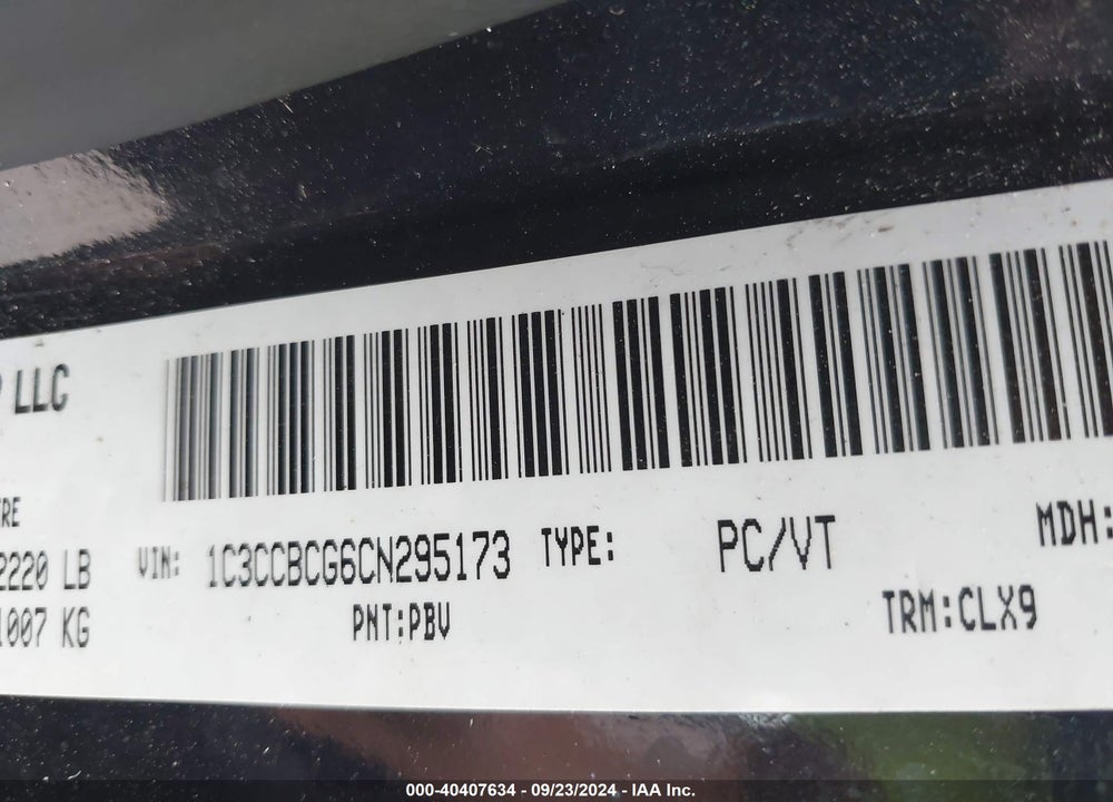 2012 CHRYSLER 200 LIMITED VIN: 1C3CCBCG6CN295173
