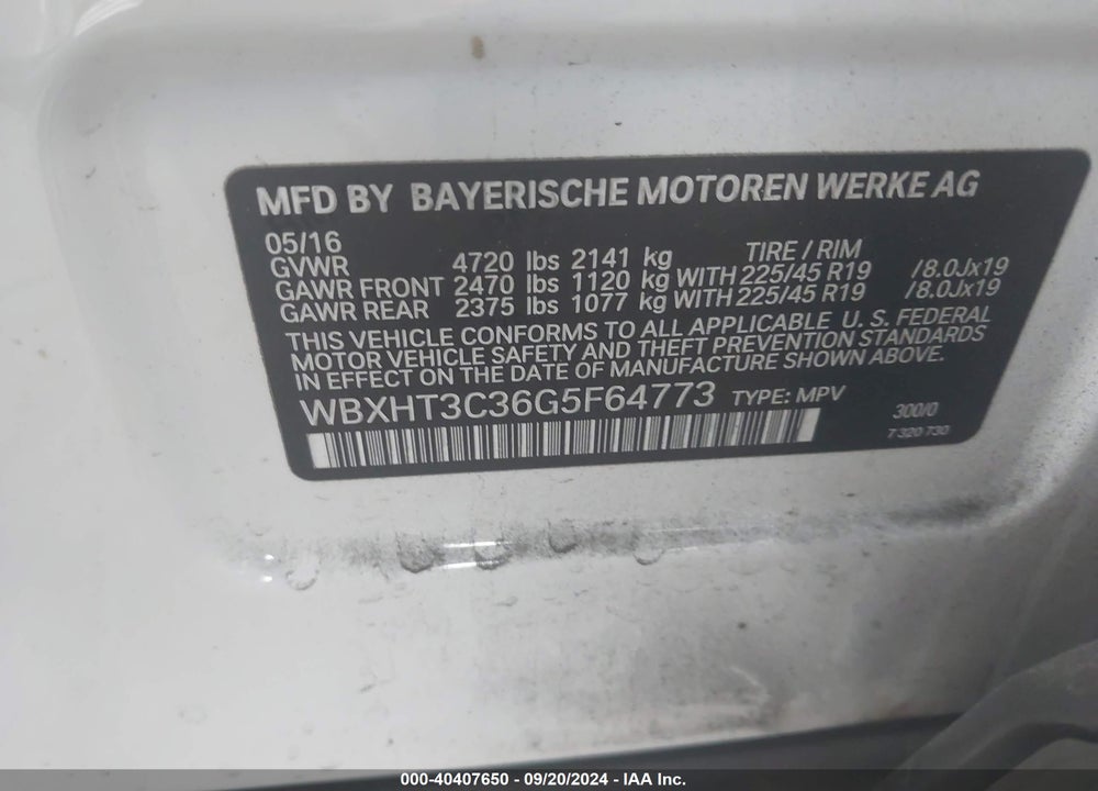 2016 BMW X1 XDRIVE28I VIN: WBXHT3C36G5F64773
