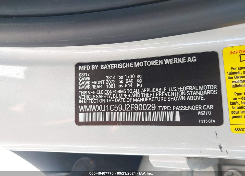 2018 MINI HARDTOP COOPER VIN: WMWXU1C59J2F80029