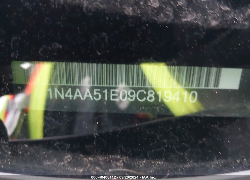 2009 NISSAN MAXIMA 3.5 SV VIN: 1N4AA51E09C819410
