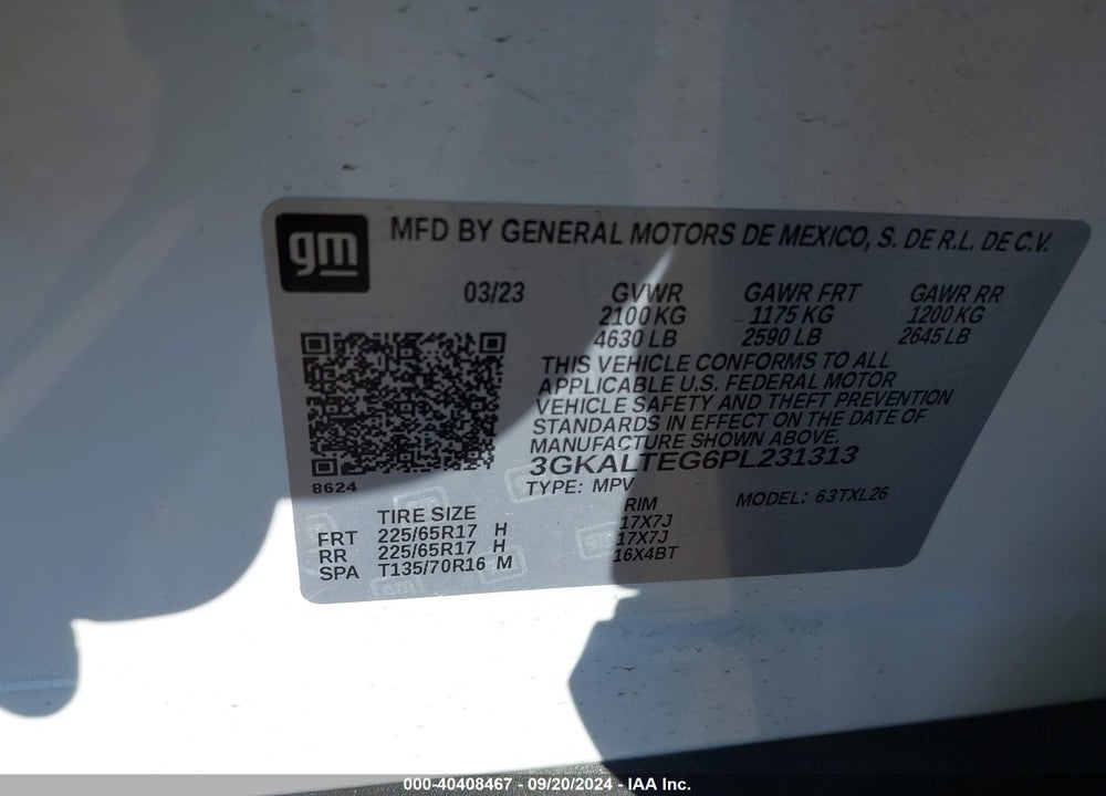 2023 GMC TERRAIN AWD SLE VIN: 3GKALTEG6PL231313