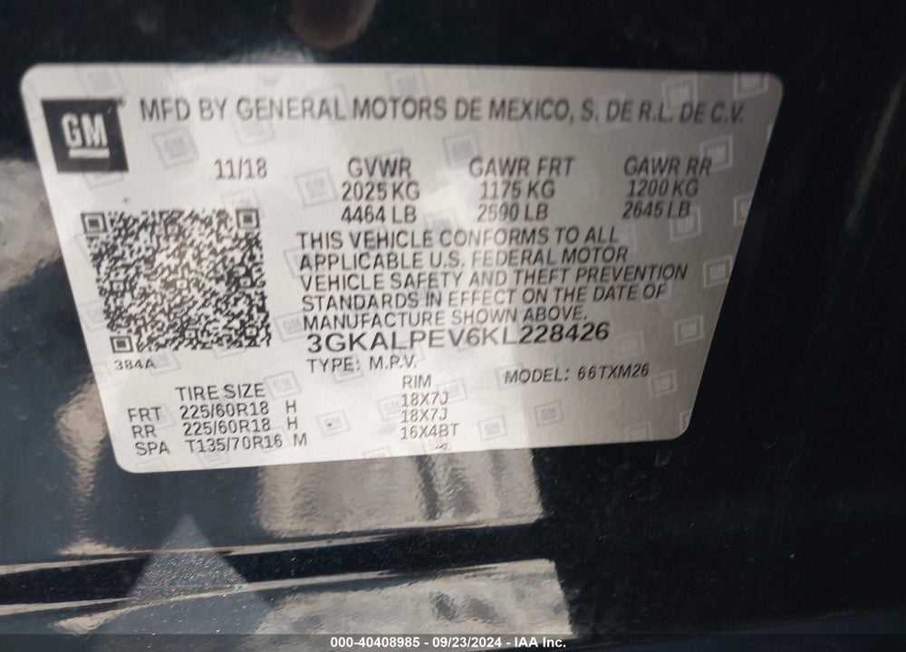 2019 GMC TERRAIN SLT VIN: 3GKALPEV6KL228426