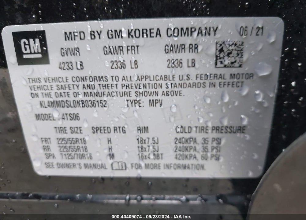 2022 BUICK ENCORE GX FWD SELECT VIN: KL4MMDSL0NB036152