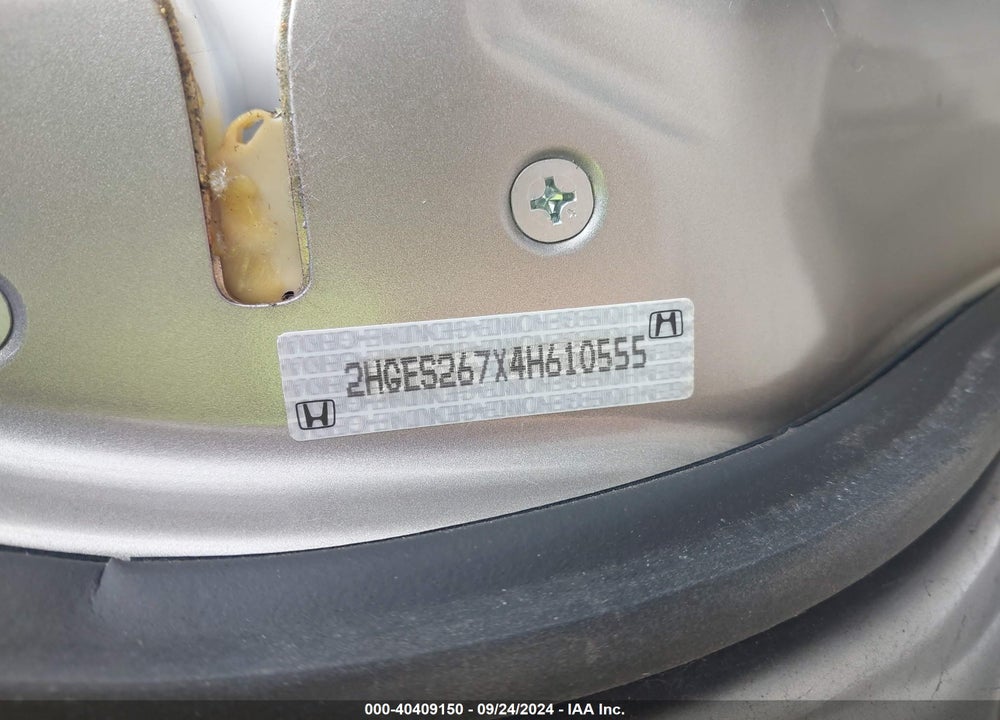 2004 HONDA CIVIC EX VIN: 2HGES267X4H610555