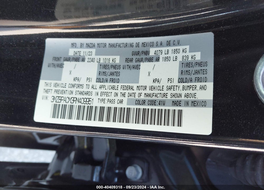 2024 MAZDA 3 2.5 S PREFERRED VIN: 3MZBPACM3RM409951