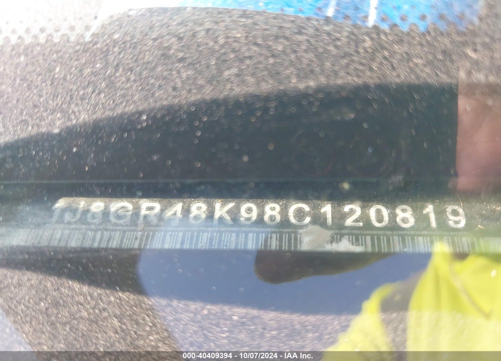 2008 JEEP GRAND CHEROKEE LAREDO VIN: 1J8GR48K98C120819