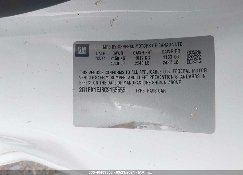 2012 CHEVROLET CAMARO 2SS VIN: 2G1FK1EJ8C9155555