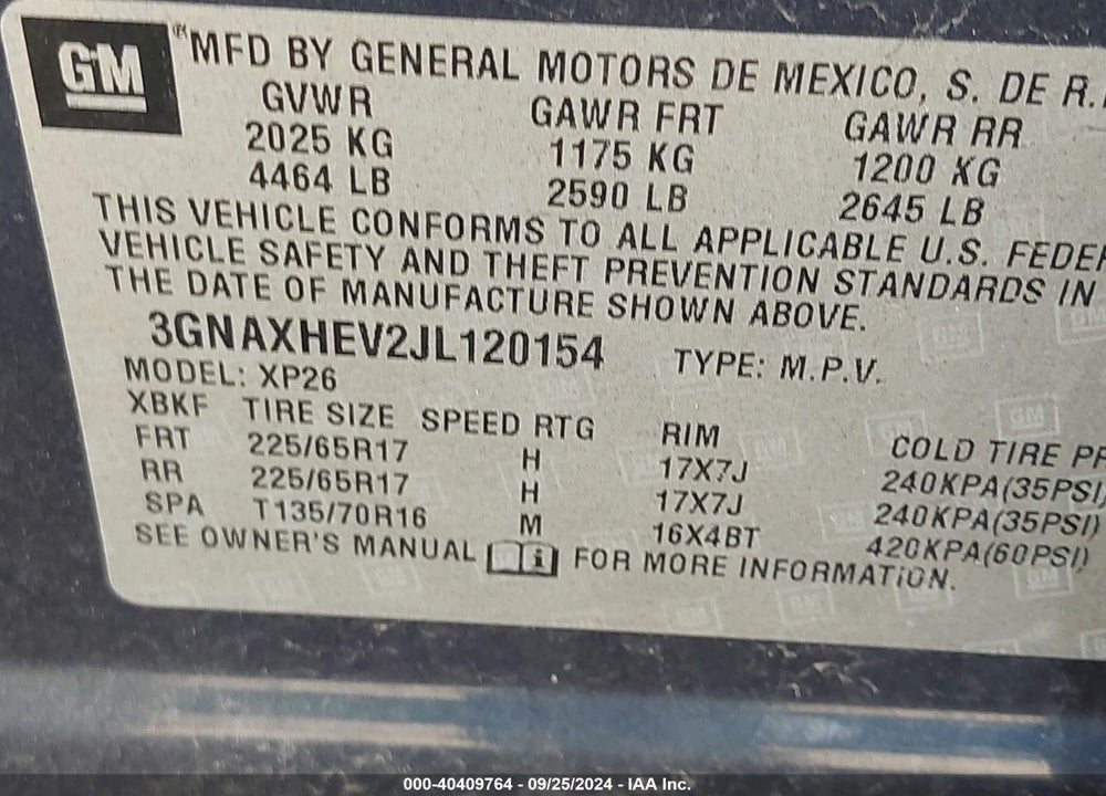 2018 CHEVROLET EQUINOX LS VIN: 3GNAXHEV2JL120154