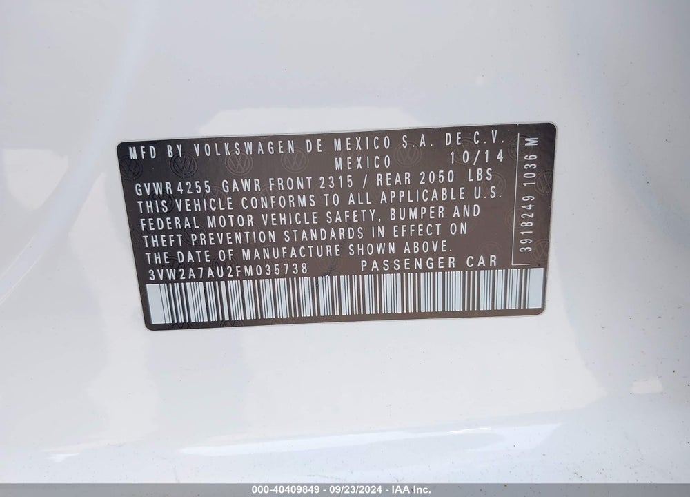 2015 VOLKSWAGEN GOLF TDI SEL 4-DOOR VIN: 3VW2A7AU2FM035738