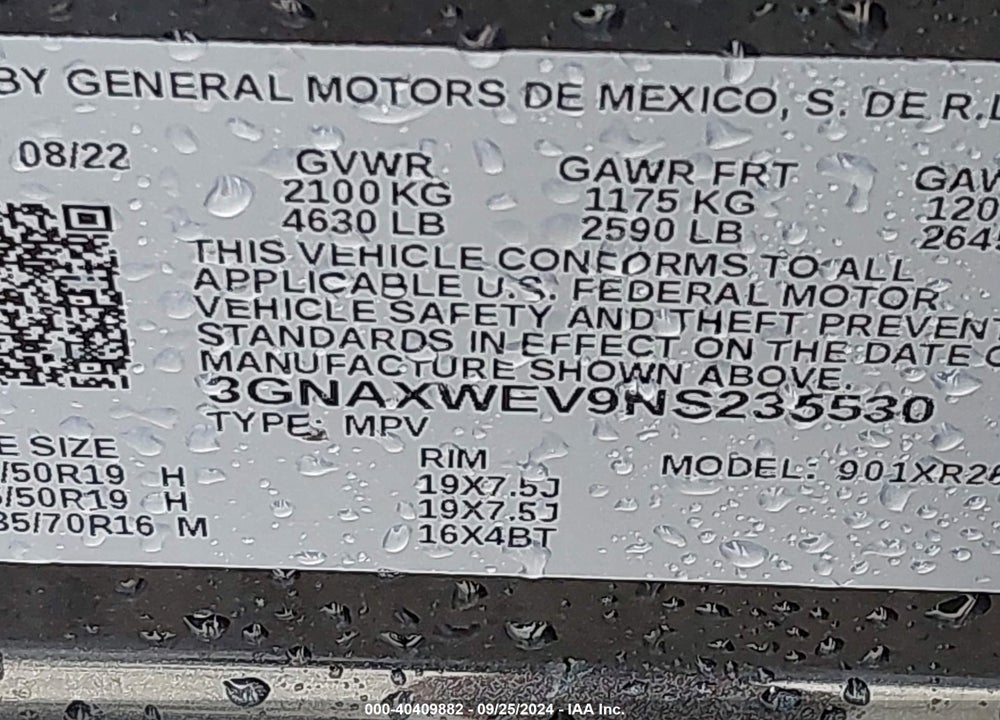 2022 CHEVROLET EQUINOX AWD RS VIN: 3GNAXWEV9NS235530