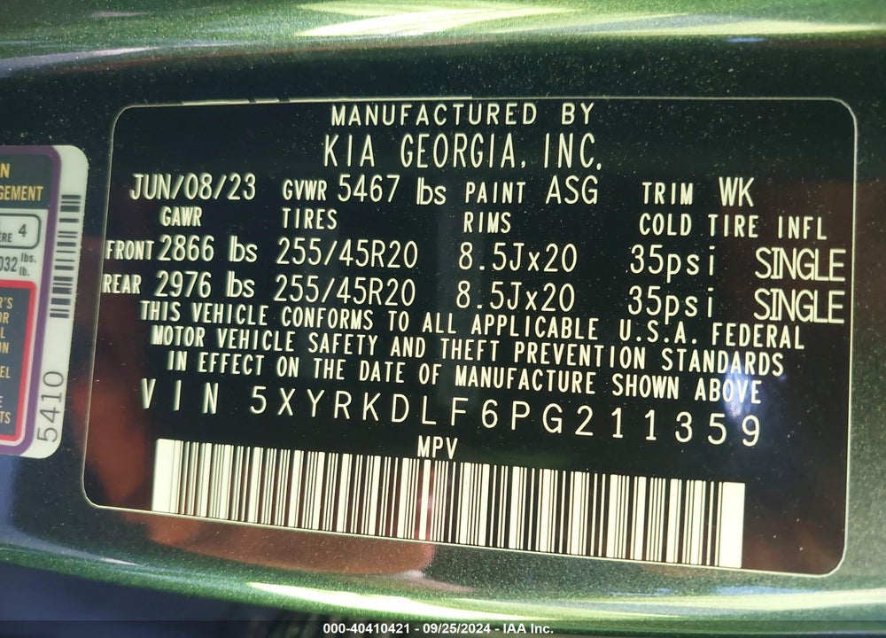 2023 KIA SORENTO X-LINE SX PRESTIGE VIN: 5XYRKDLF6PG211359