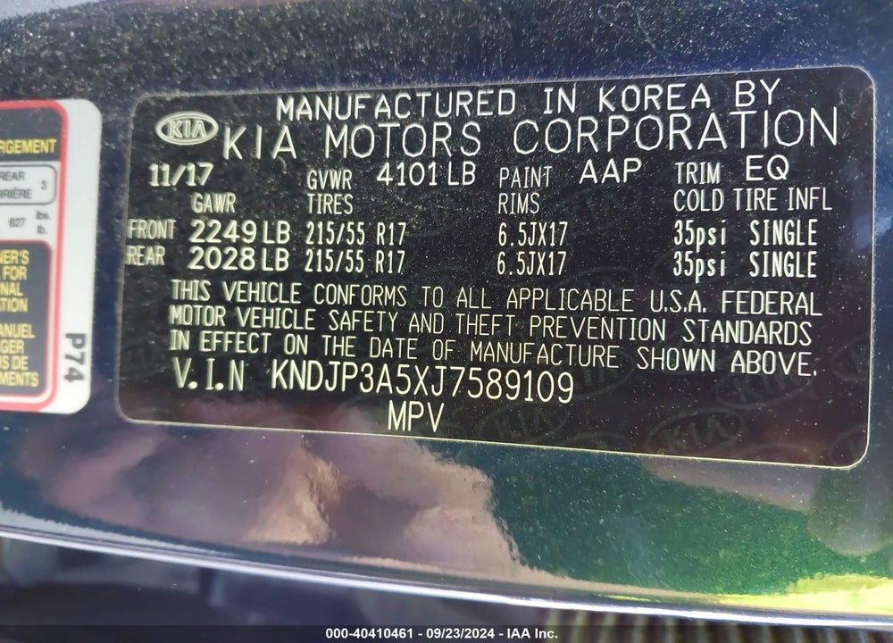 2018 KIA SOUL VIN: KNDJP3A5XJ7589109