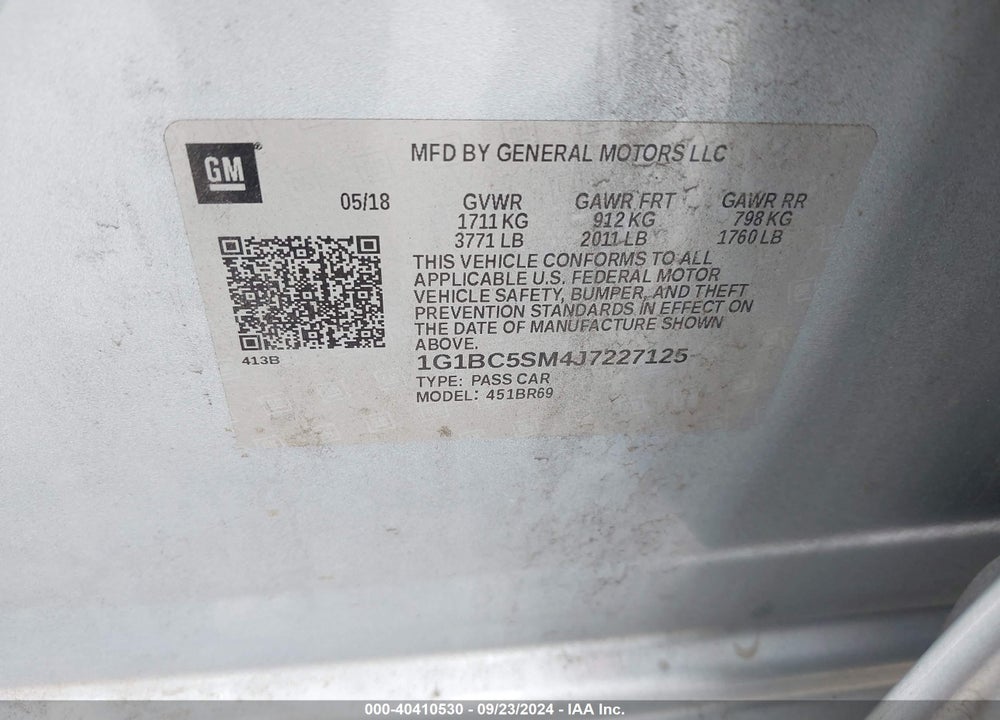 2018 CHEVROLET CRUZE LS AUTO VIN: 1G1BC5SM4J7227125