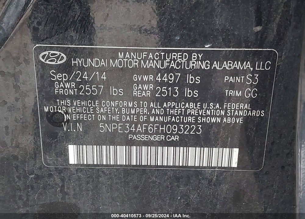 2015 HYUNDAI SONATA LIMITED VIN: 5NPE34AF6FH093223