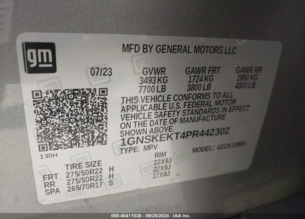 2023 CHEVROLET SUBURBAN 4WD RST VIN: 1GNSKEKT4PR442302