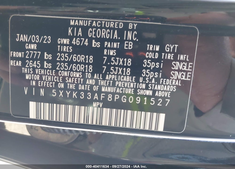 2023 KIA SPORTAGE EX VIN: 5XYK33AF8PG091527
