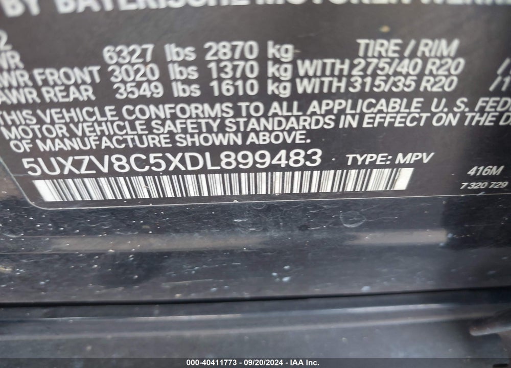 2013 BMW X5 XDRIVE50I VIN: 5UXZV8C5XDL899483