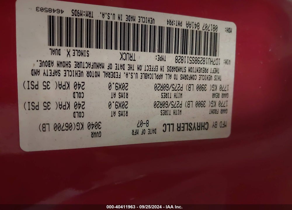 2008 DODGE RAM 1500 SLT VIN: 1D7HU18298S511828