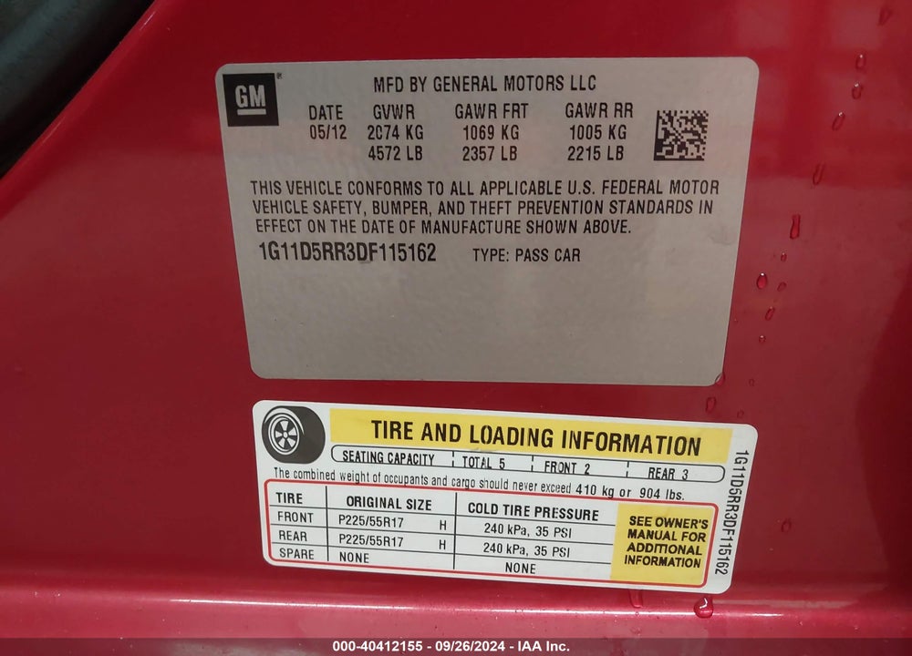 2013 CHEVROLET MALIBU ECO VIN: 1G11D5RR3DF115162