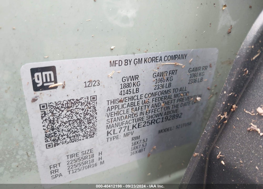 2024 CHEVROLET TRAX FWD ACTIV VIN: KL77LKE25RC192892