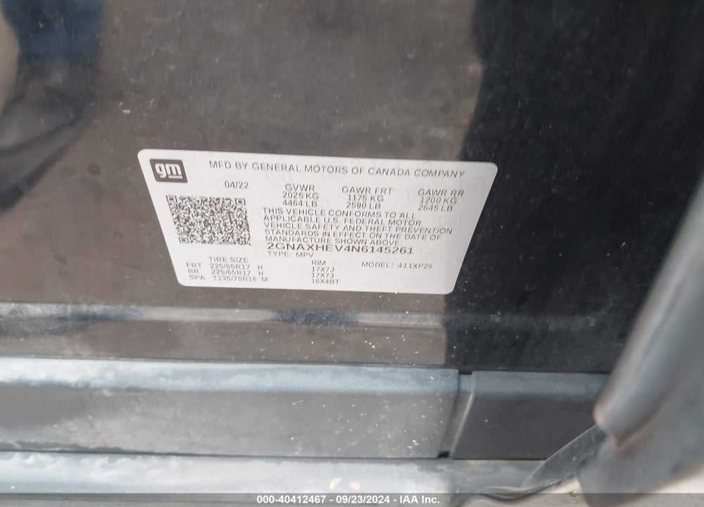 2022 CHEVROLET EQUINOX FWD LS VIN: 2GNAXHEV4N6145261