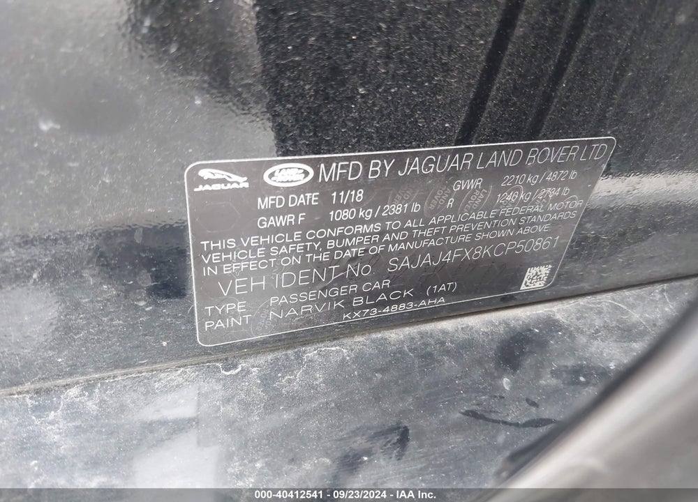 2019 JAGUAR XE VIN: SAJAJ4FX8KCP50861