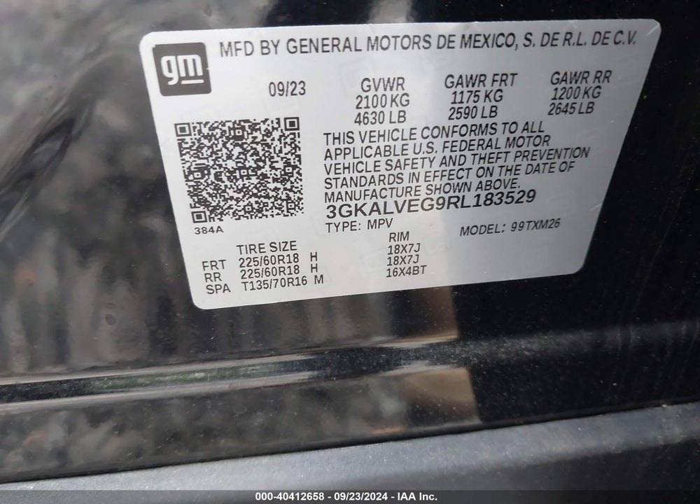 2024 GMC TERRAIN VIN: 3GKALVEG9RL183529