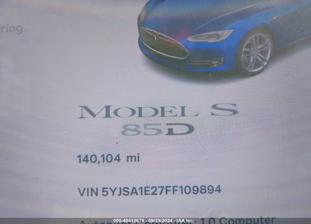 2015 TESLA MODEL S 70D/85D/P85D VIN: 5YJSA1E27FF109894