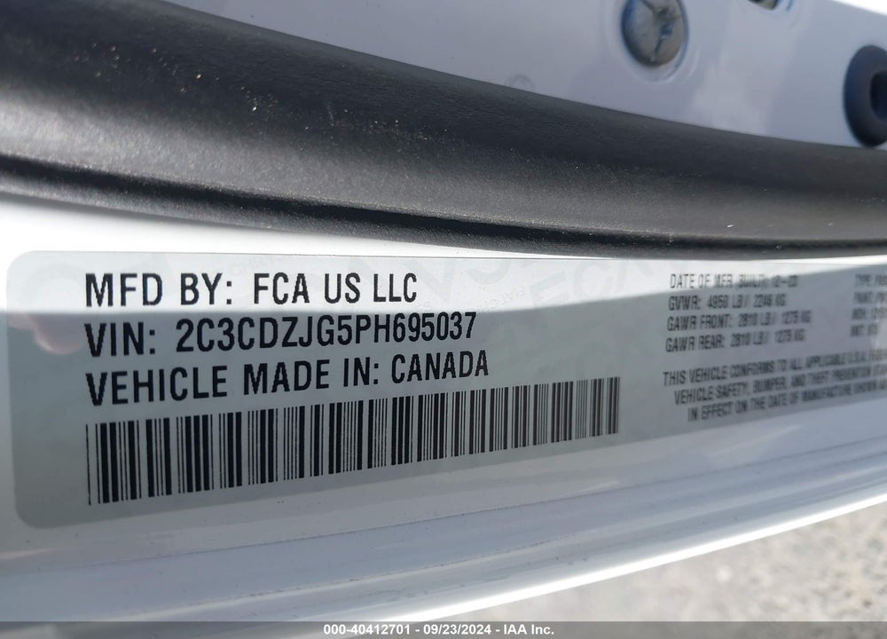 2023 DODGE CHALLENGER GT VIN: 2C3CDZJG5PH695037