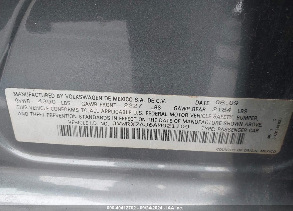 2010 VOLKSWAGEN JETTA SE VIN: 3VWRX7AJ6AM021109