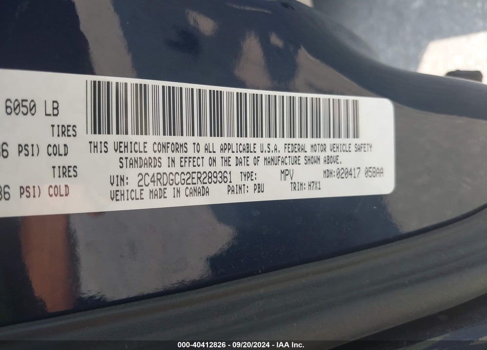 2014 DODGE GRAND CARAVAN SXT VIN: 2C4RDGCG2ER289361