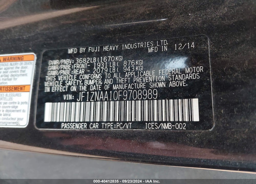2015 SCION FR-S VIN: JF1ZNAA10F9708989