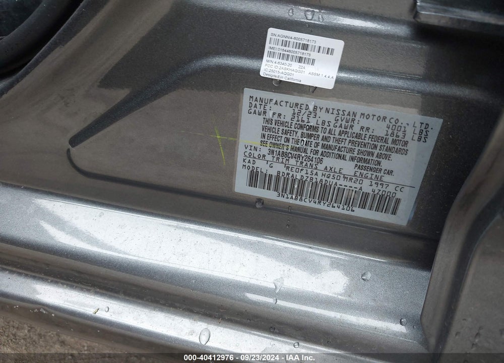 2024 NISSAN SENTRA SV XTRONIC CVT VIN: 3N1AB8CV4RY264106