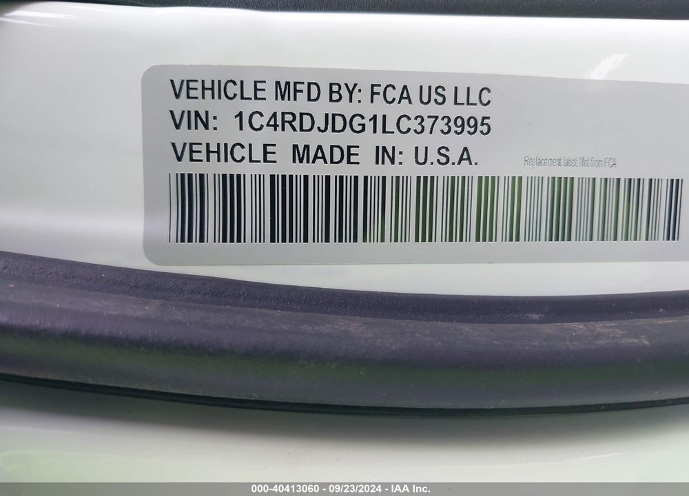 2020 DODGE DURANGO GT AWD VIN: 1C4RDJDG1LC373995